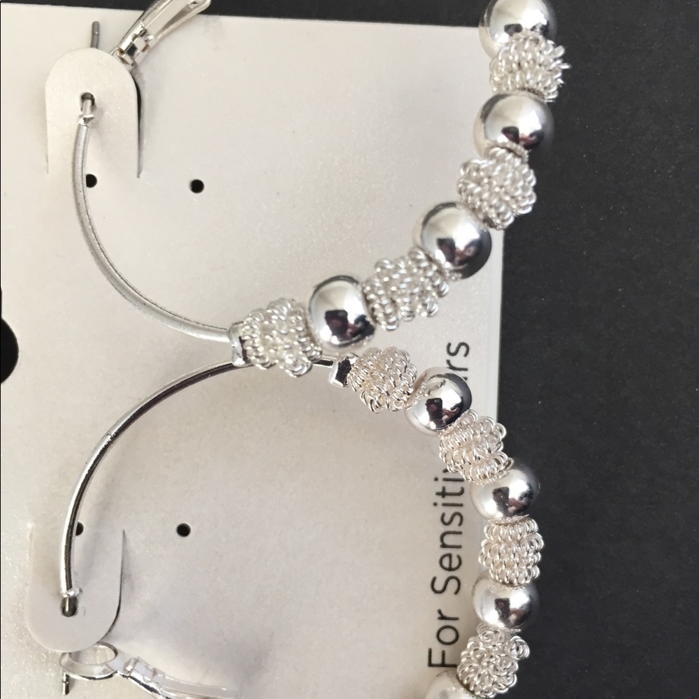 Silver plated beaded earrings